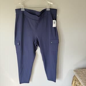 Torrid Full Length Signature Waist Ponte Cargo Legging Navy Blue Size 3X New